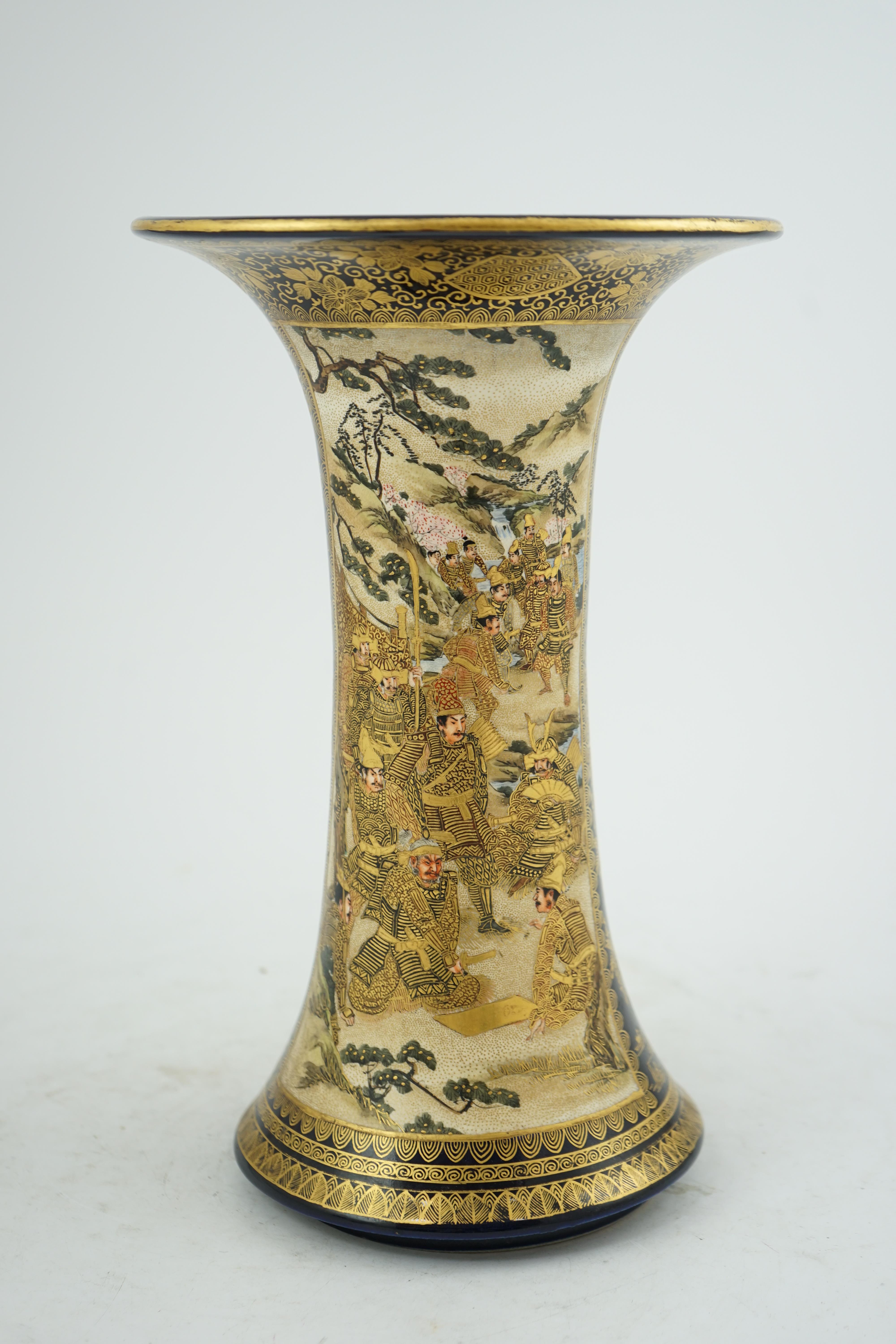 A large Japanese Satsuma blue ground ‘bijin’ vase, Meiji period